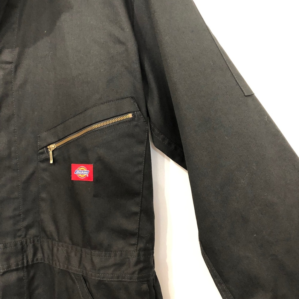 Dickies Black Coverall Jumpsuit Workwear Gold Zipper Front Black L-Tall - Picture 6 of 16